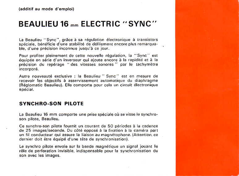 Beaulieu R16 Sync (Addendum fr)