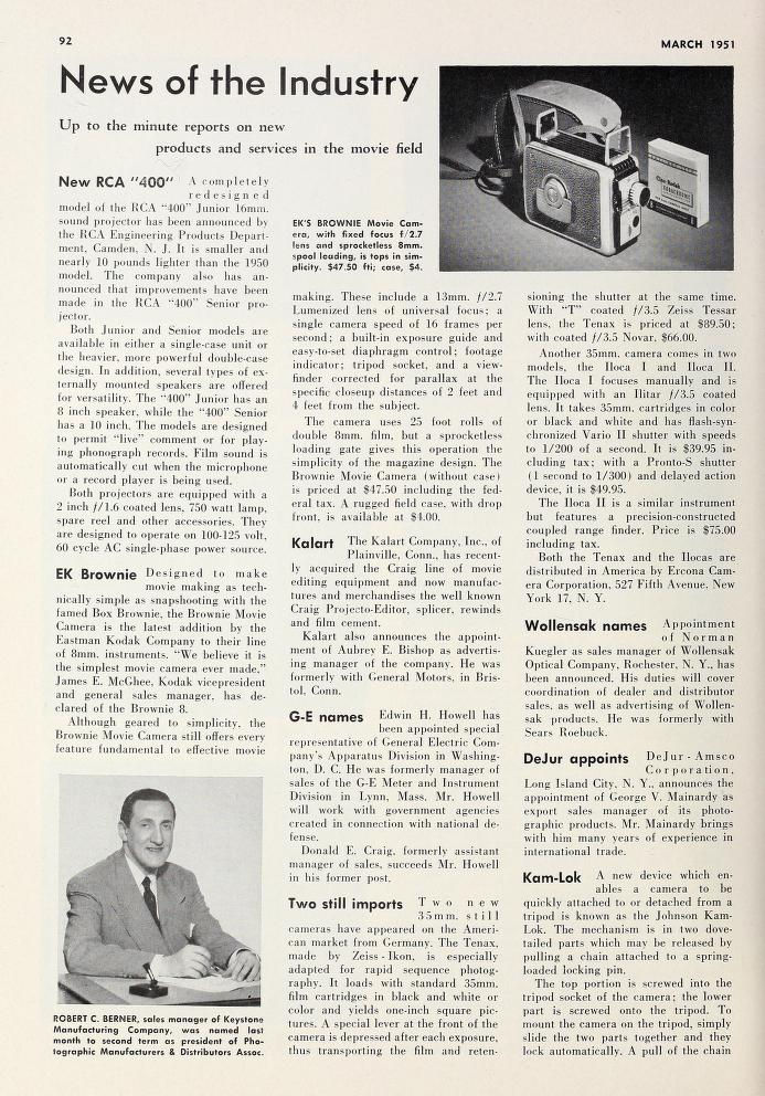 Ciné Kodak Brownie Annonce Movie Maker Mars 1951