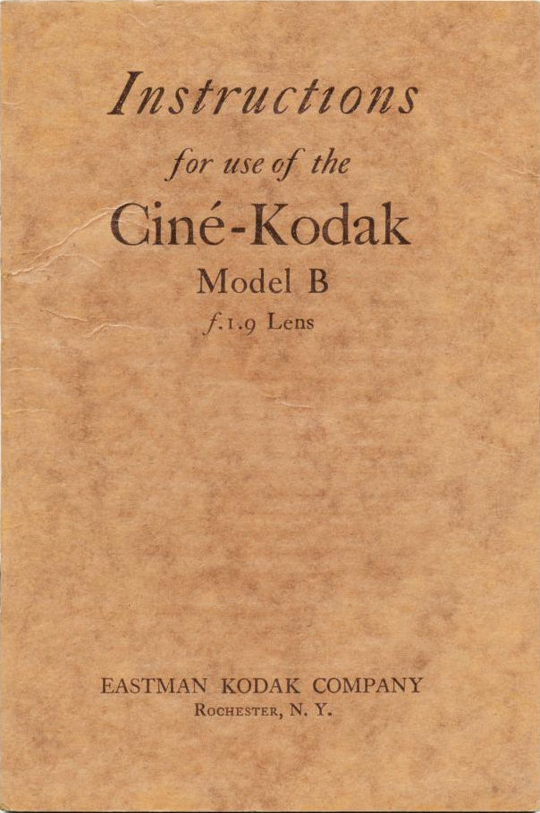 Cine Kodak Model B 19 Instructions en