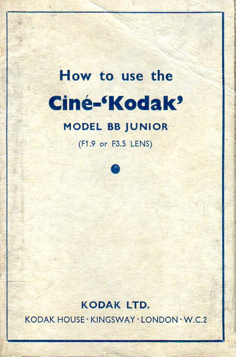 Ciné Kodak Model BB Junior Manual en