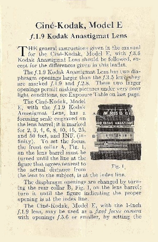 Ciné Kodak Model E Addendum 19 en