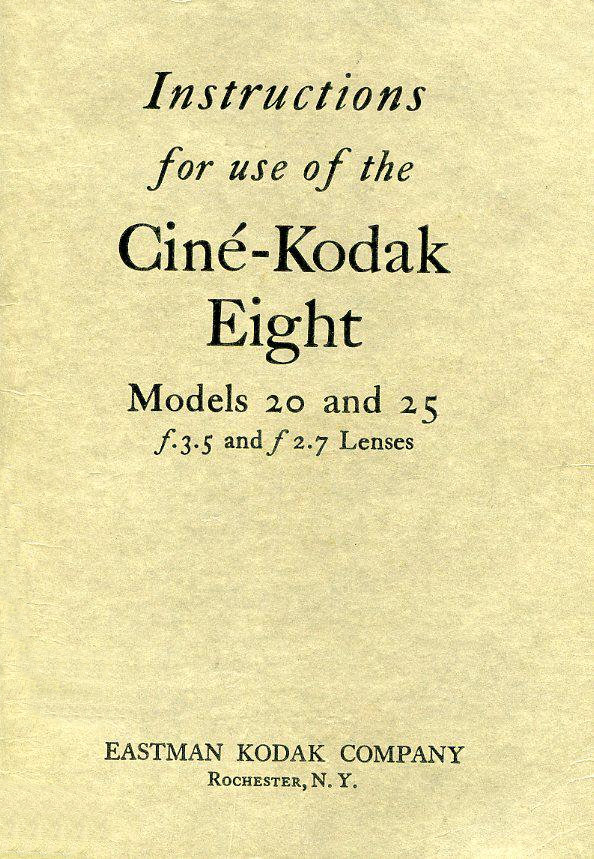 cine kodak Model 20 25 User manual