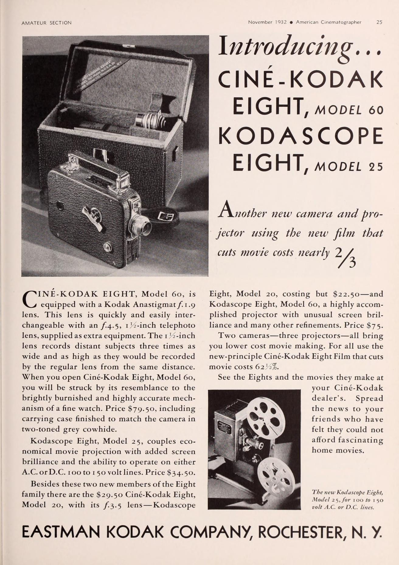 Ciné Kodak 8 - The American Cinematographer Nov 1932