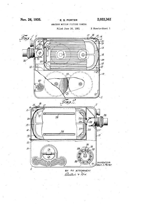 1931 06 16 US2022362 Amateur Motion Picture Camera