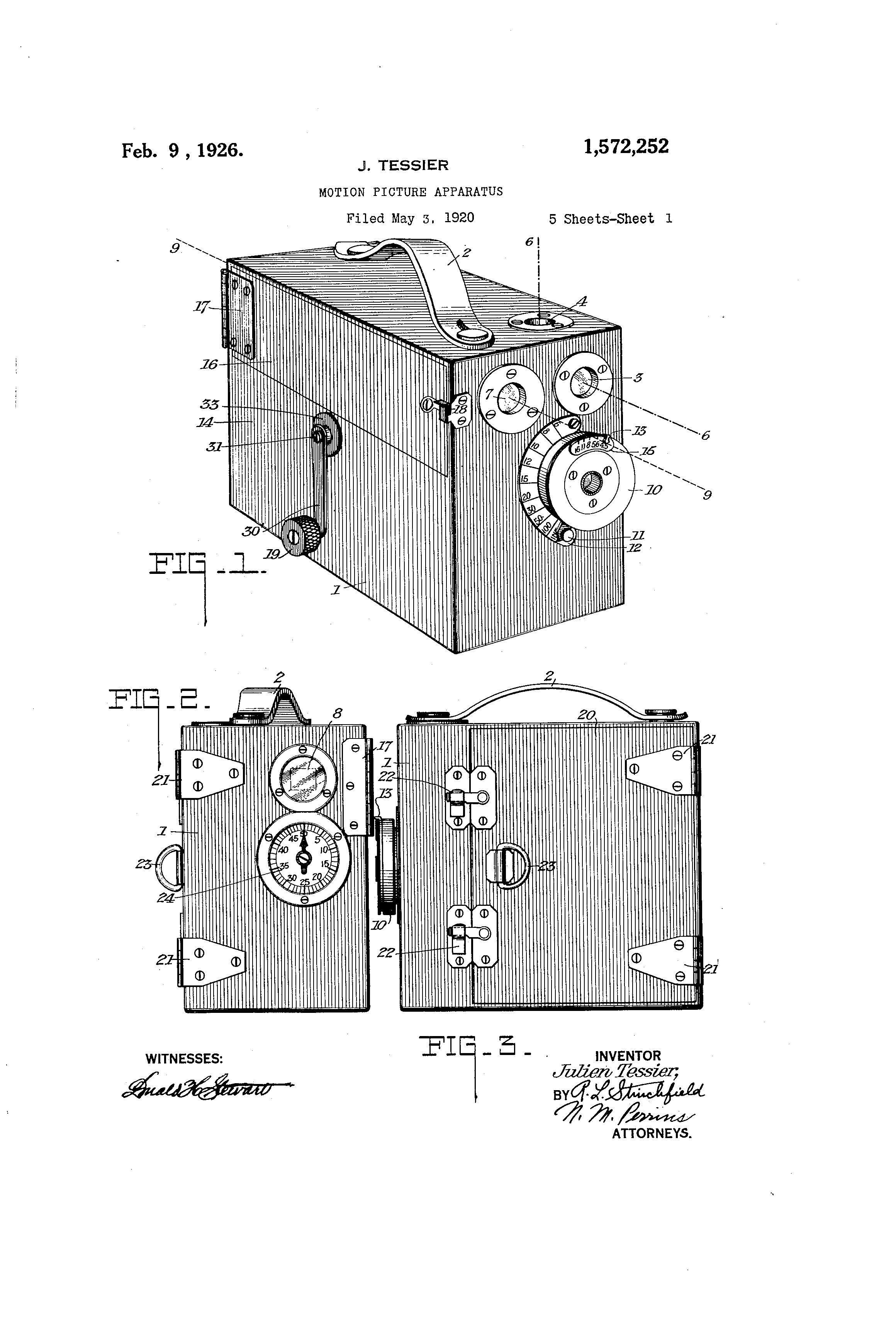 1920 05 03 US1572252 Motion Picture Apparatus